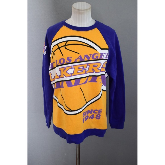 LA Lakers Hardwood Classics Crewneck Sweatshirt Small Purple Basketball Vintage - Picture 1 of 6